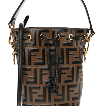 Fendi Vitello Liberty F is Fendi Bi-Color FF 1974 Embossed Mini Mon Tresor Bucket Bag Maya Black 7 of 9