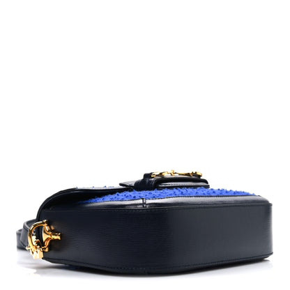 Gucci Casy Wool Azalea Calfskin Mini Horsebit 1955 Shoulder Bag Blue China 4 of 10