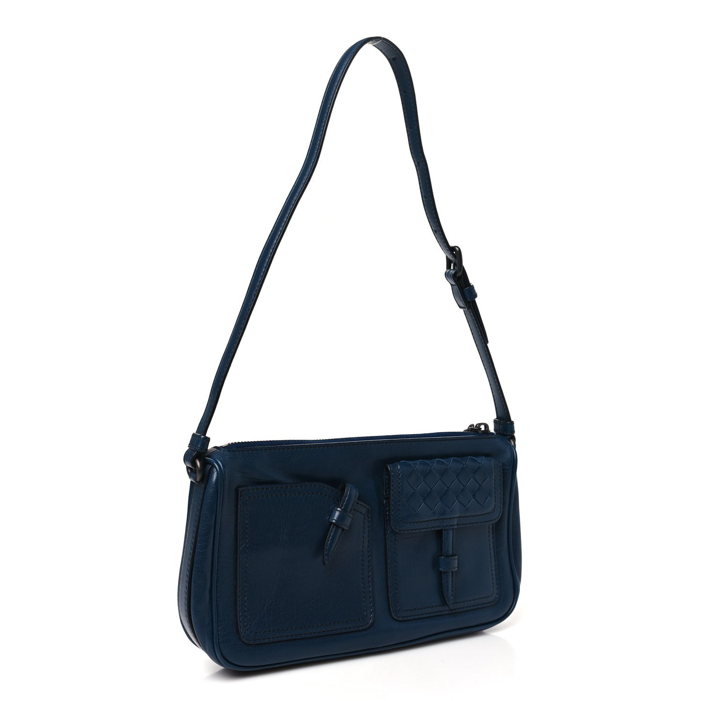 Nappa Intrecciato Multipocket Shoulder Bag Blue