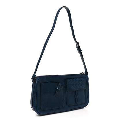 Bottega Veneta Nappa Intrecciato Multipocket Shoulder Bag Blue 3 of 10