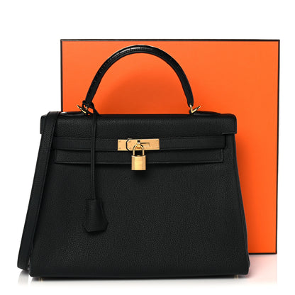 Hermes Togo Matte Alligator Kelly Retourne Touch 32 Black 10 of 10