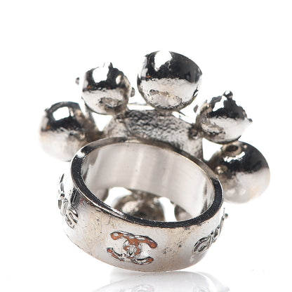 Chanel Crystal CC Ring 6.5 Silver Multicolor 3 of 5
