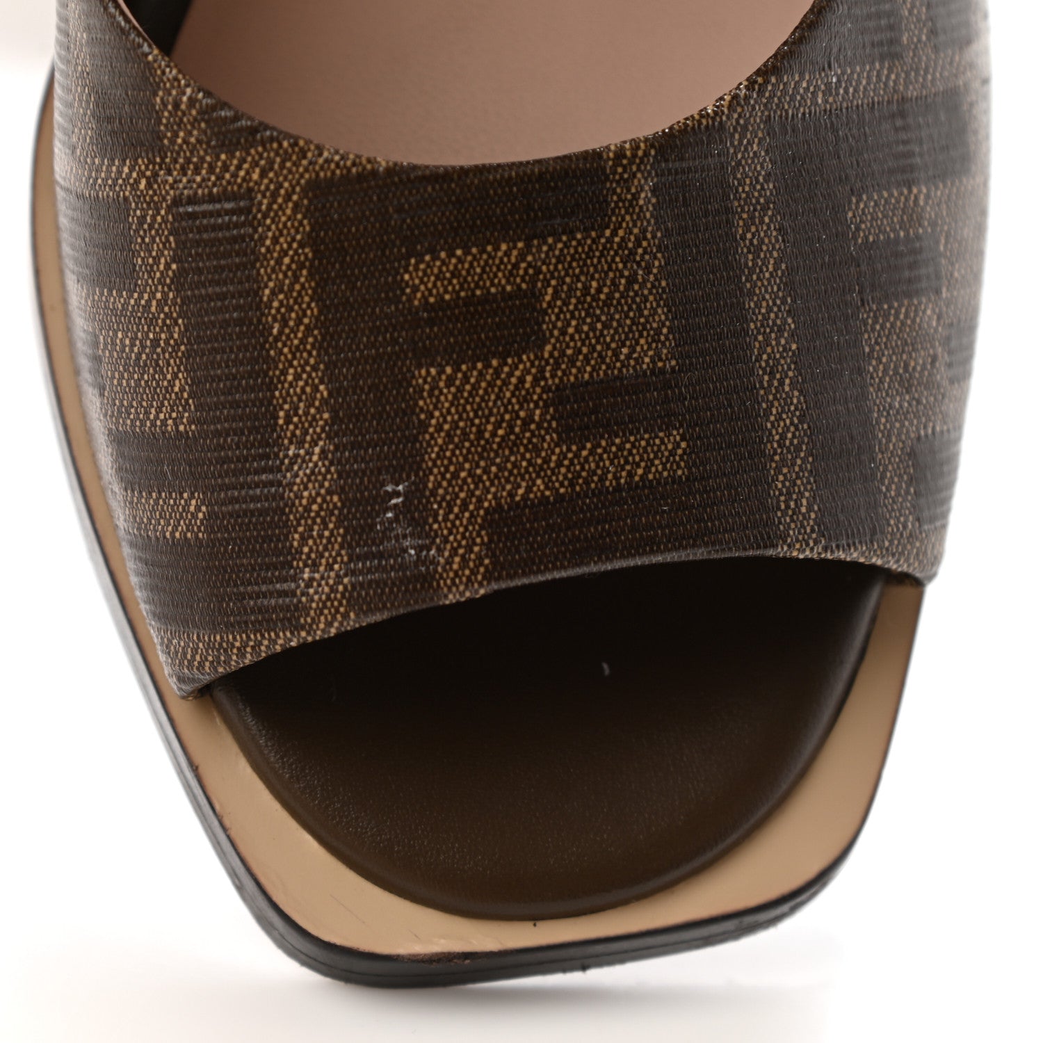 Fendi Glazed Fabric FF Wedge Sandals 36.5 Tobacco Moro 19 of 19