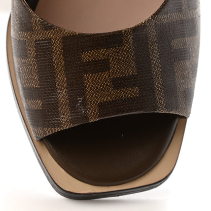 Fendi Glazed Fabric FF Wedge Sandals 36.5 Tobacco Moro 19 of 19