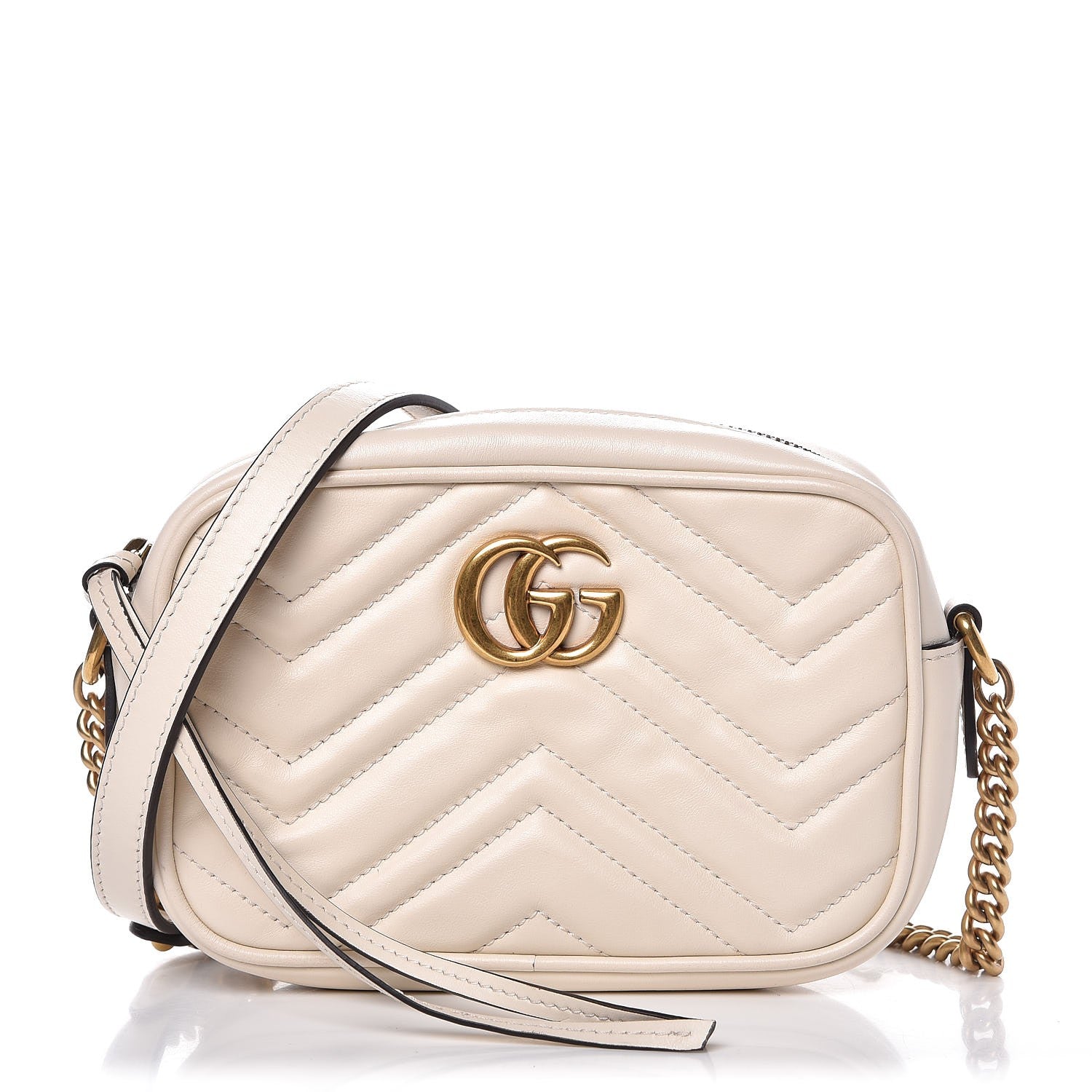 Gucci Calfskin Matelasse Mini GG Marmont Chain Shoulder Bag White 1 of 10