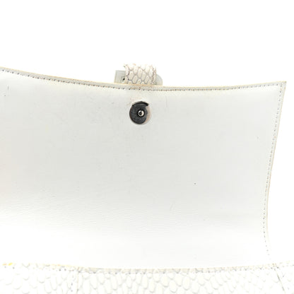 Balenciaga Matte Calfskin Snake Embossed Tonal B Small Hourglass Top Handle Bag Optic White 11 of 19