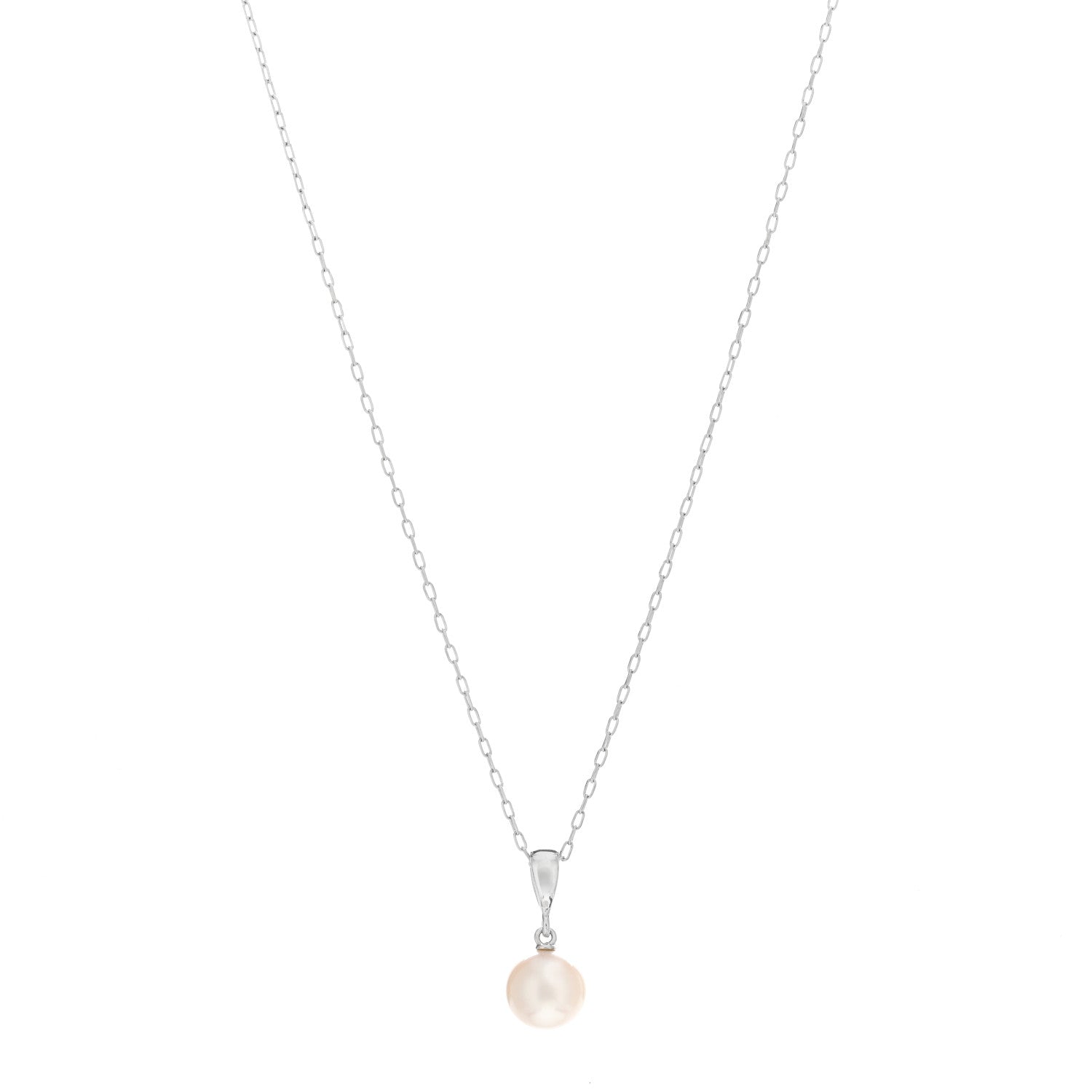 Mikimoto 18K White Gold Akoya Pearl 7.5mm Pendant Necklace 1 of 3