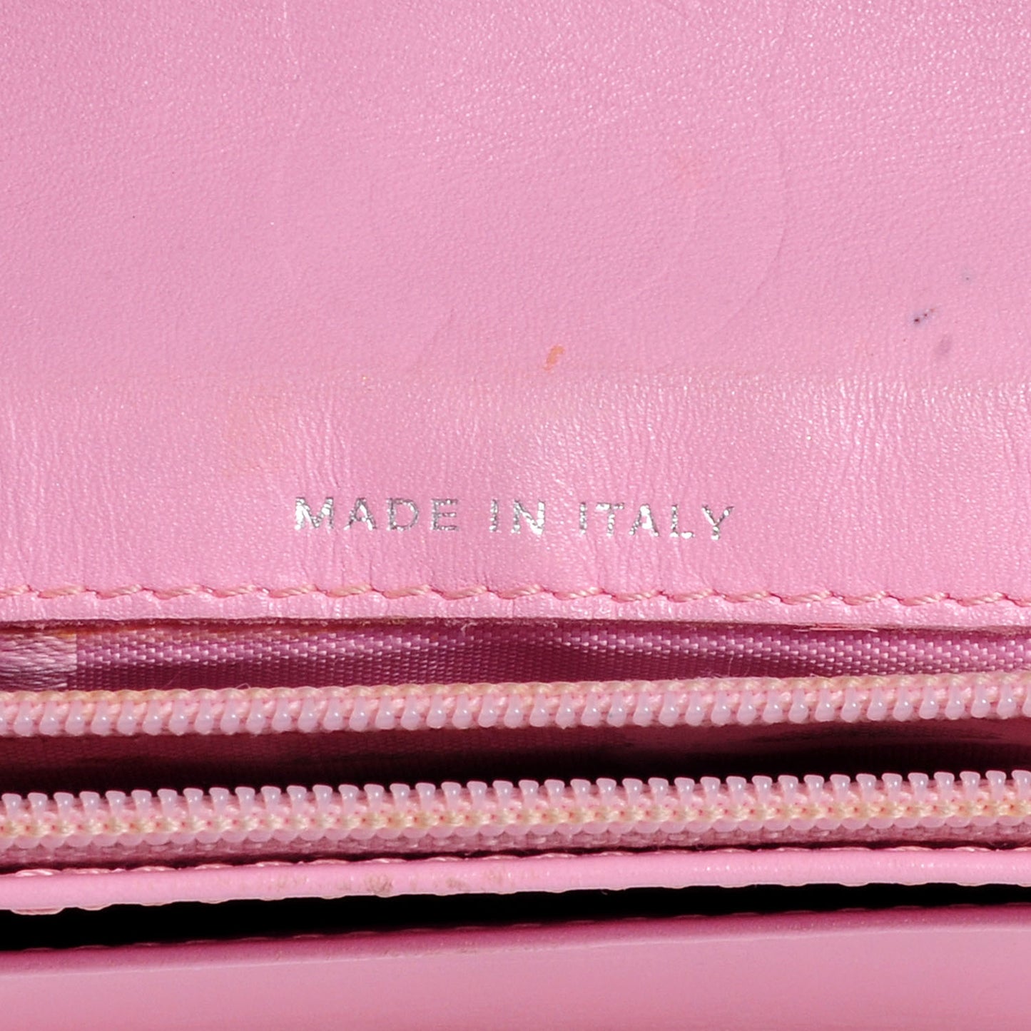 Calfskin Quilted Cambon Quilted Yen Wallet Pink