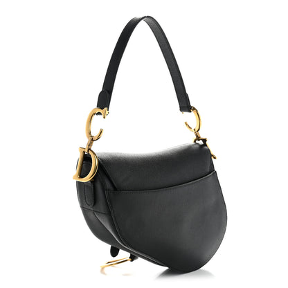 Christian Dior Grained Calfskin Saddle Bag Black 3 of 10