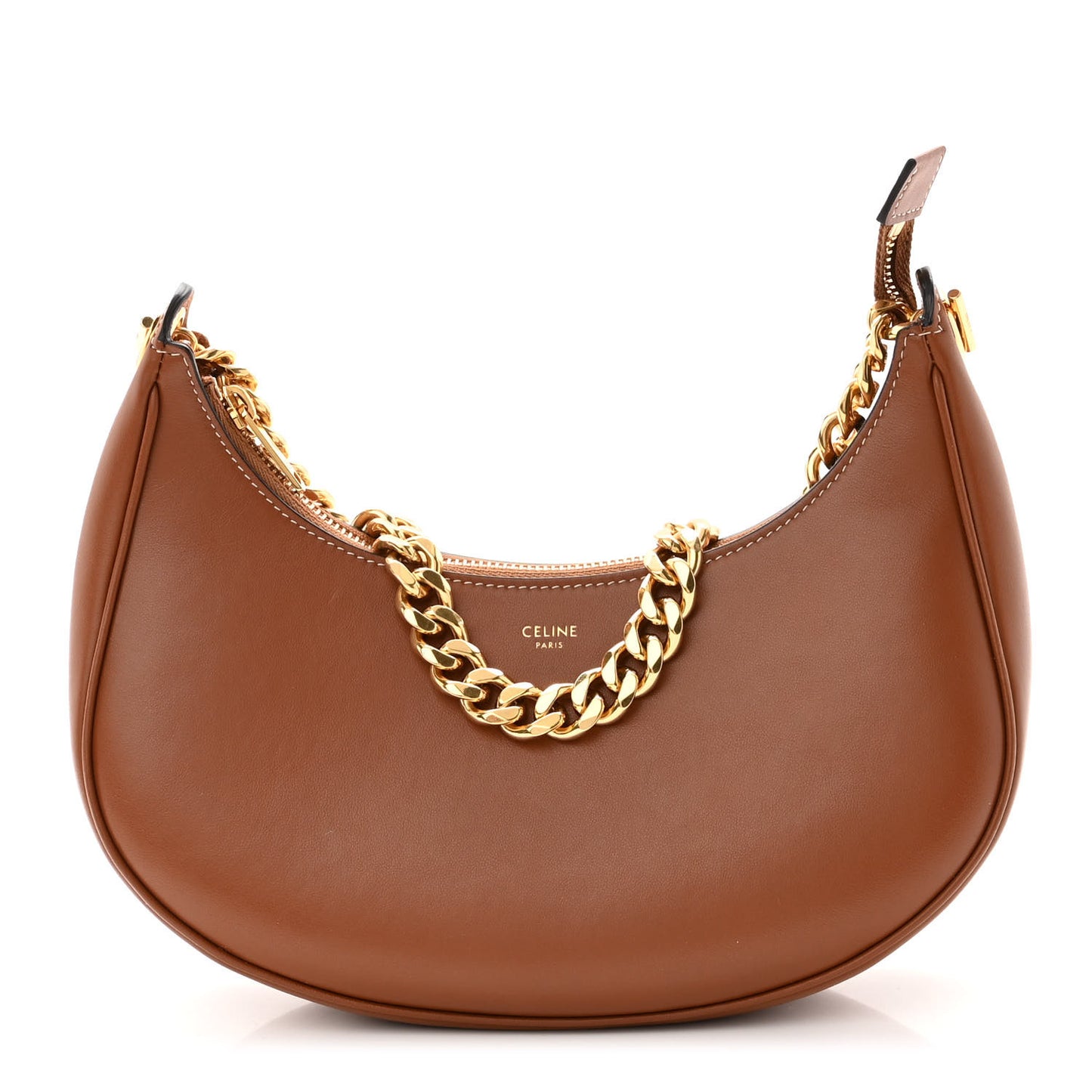 Smooth Calfskin Medium Chain Strap Ava Shoulder Bag Tan