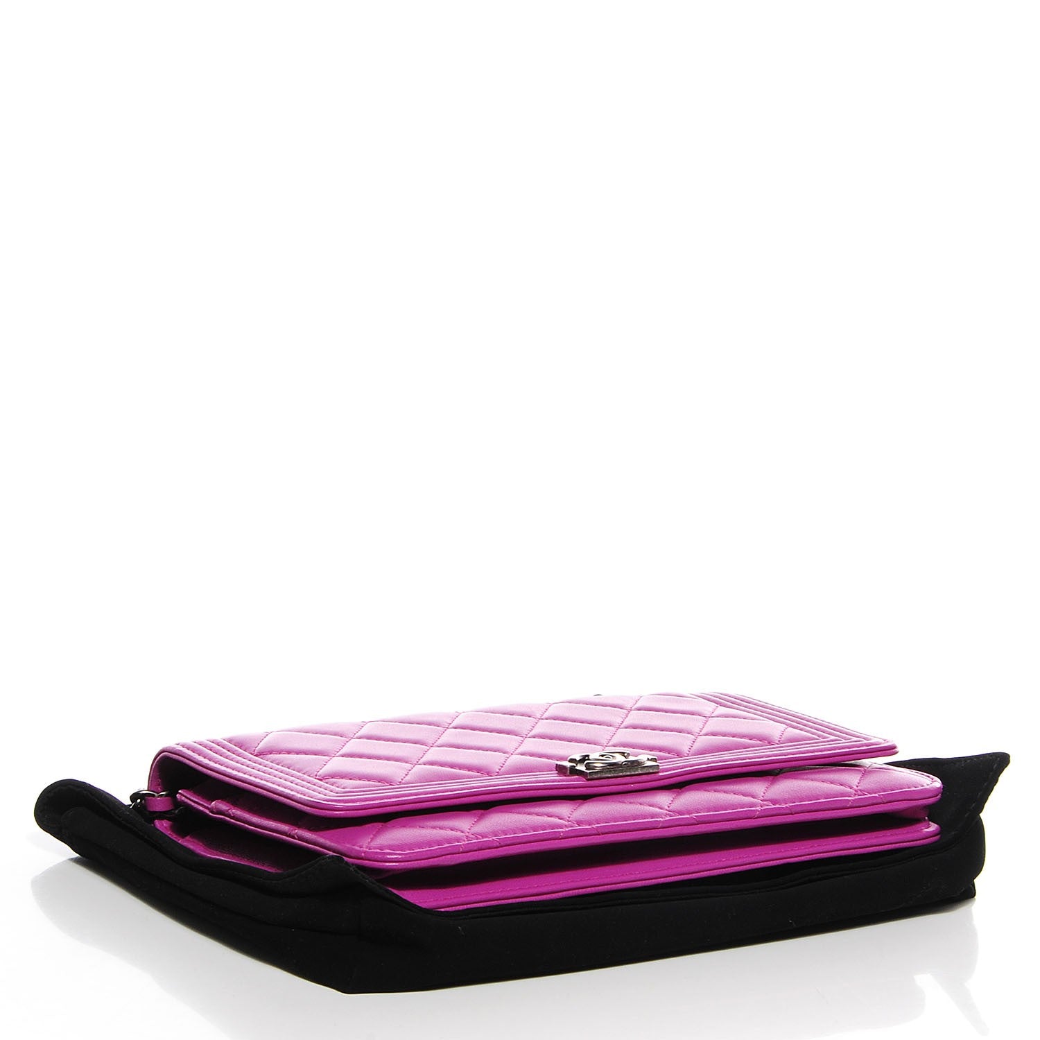 Chanel Lambskin Quilted Boy Wallet On Chain WOC Dark Pink 5 of 21