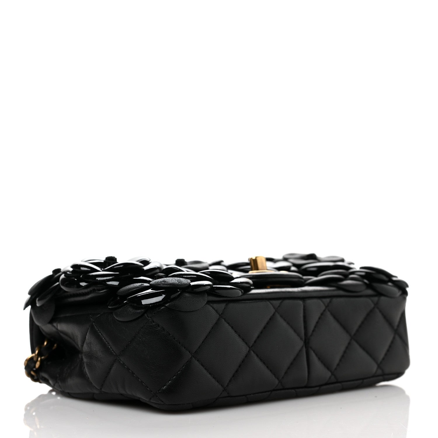 Chanel Lambskin Patent Mini Camellia Flap Black 3 of 9