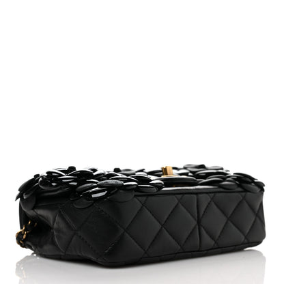 Chanel Lambskin Patent Mini Camellia Flap Black 3 of 9