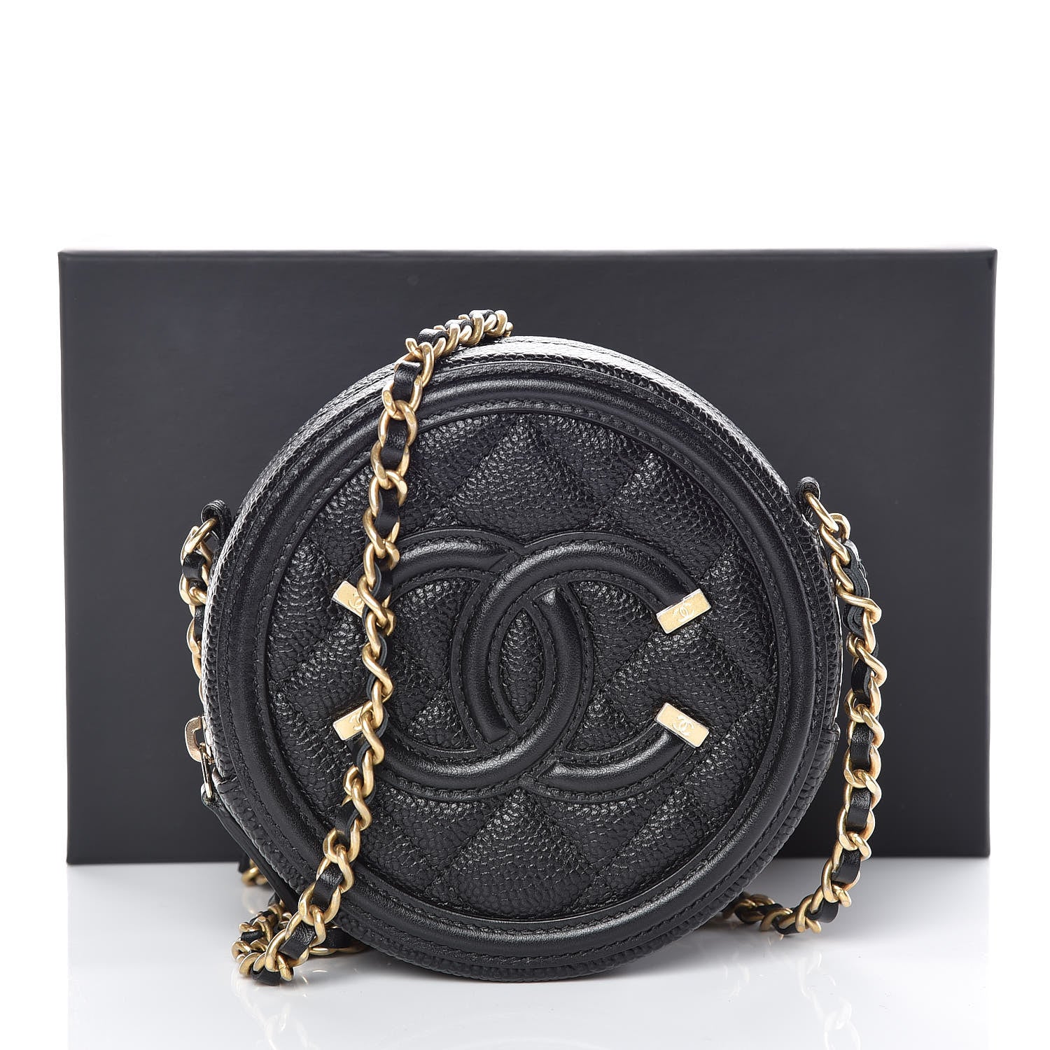 Chanel Caviar Quilted Round Filigree Crossbody Black 8 of 8