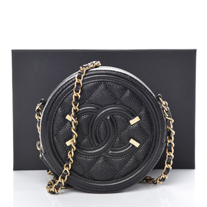 Chanel Caviar Quilted Round Filigree Crossbody Black 8 of 8