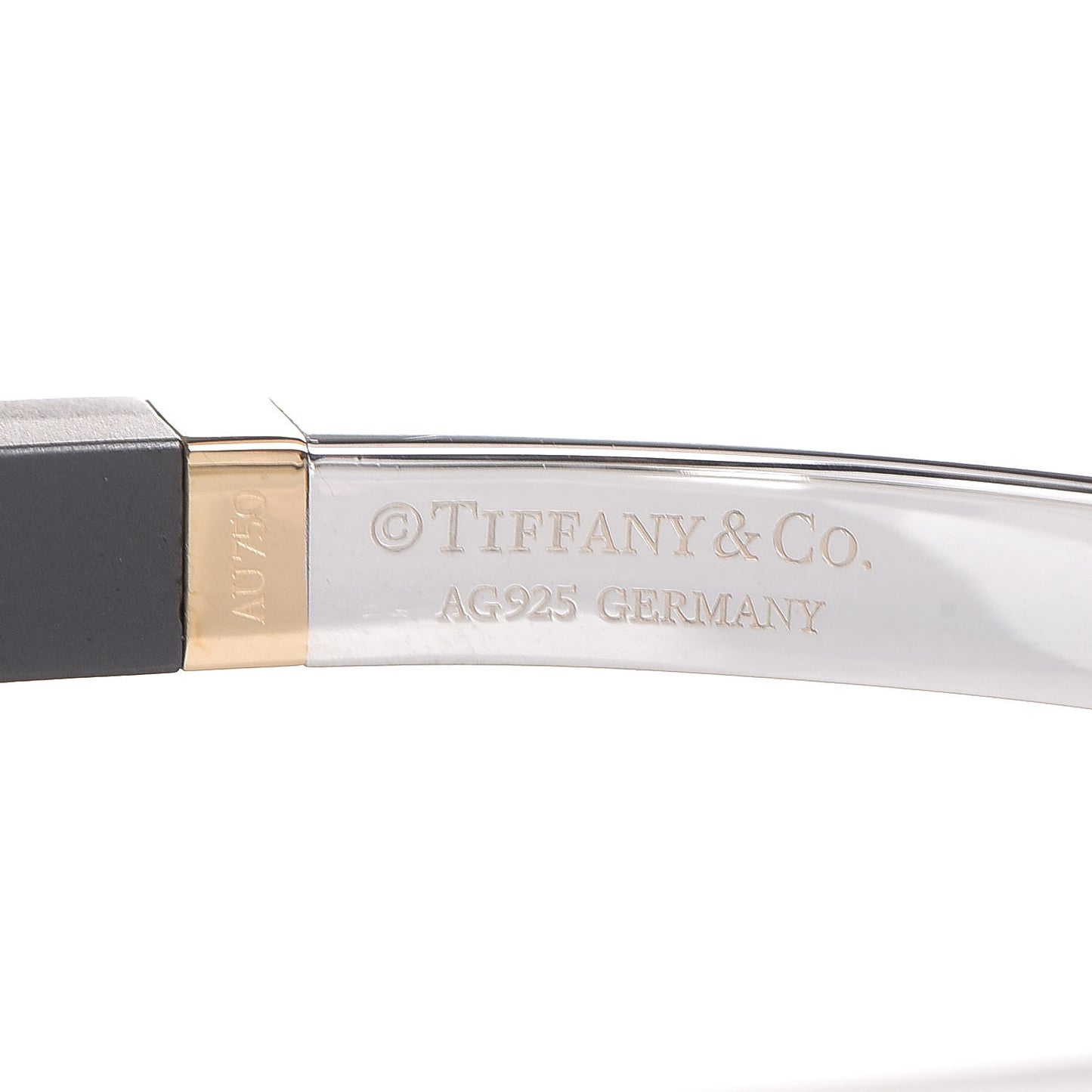 Sterling Silver 18K Yellow Gold Black Ceramic T Square Bracelet