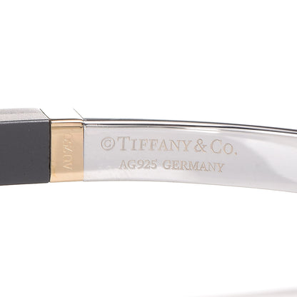 Tiffany Sterling Silver 18K Yellow Gold Black Ceramic T Square Bracelet 4 of 5