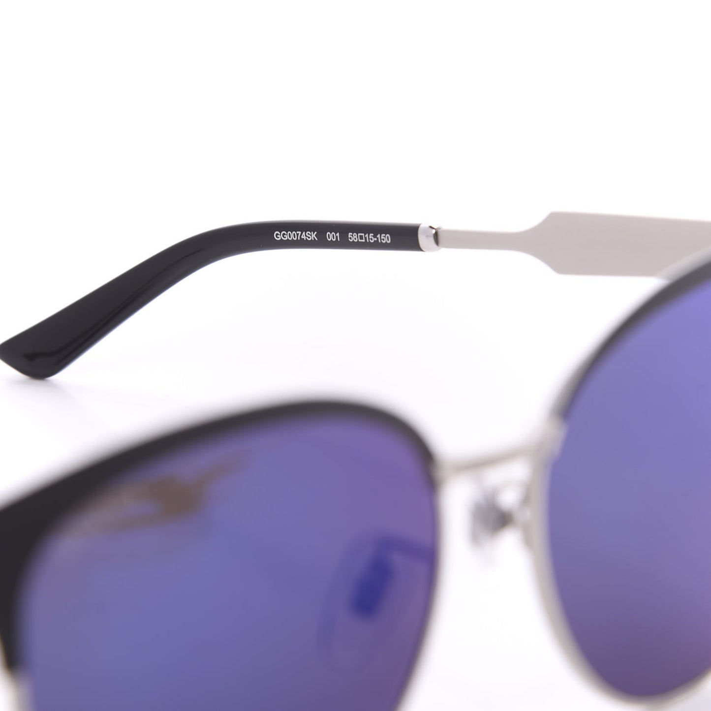 Round Metal GG0074SK Sunglasses Black Silver
