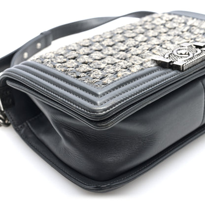 Chanel Tweed Calfskin Medium Boy Flap Grey 9 of 10