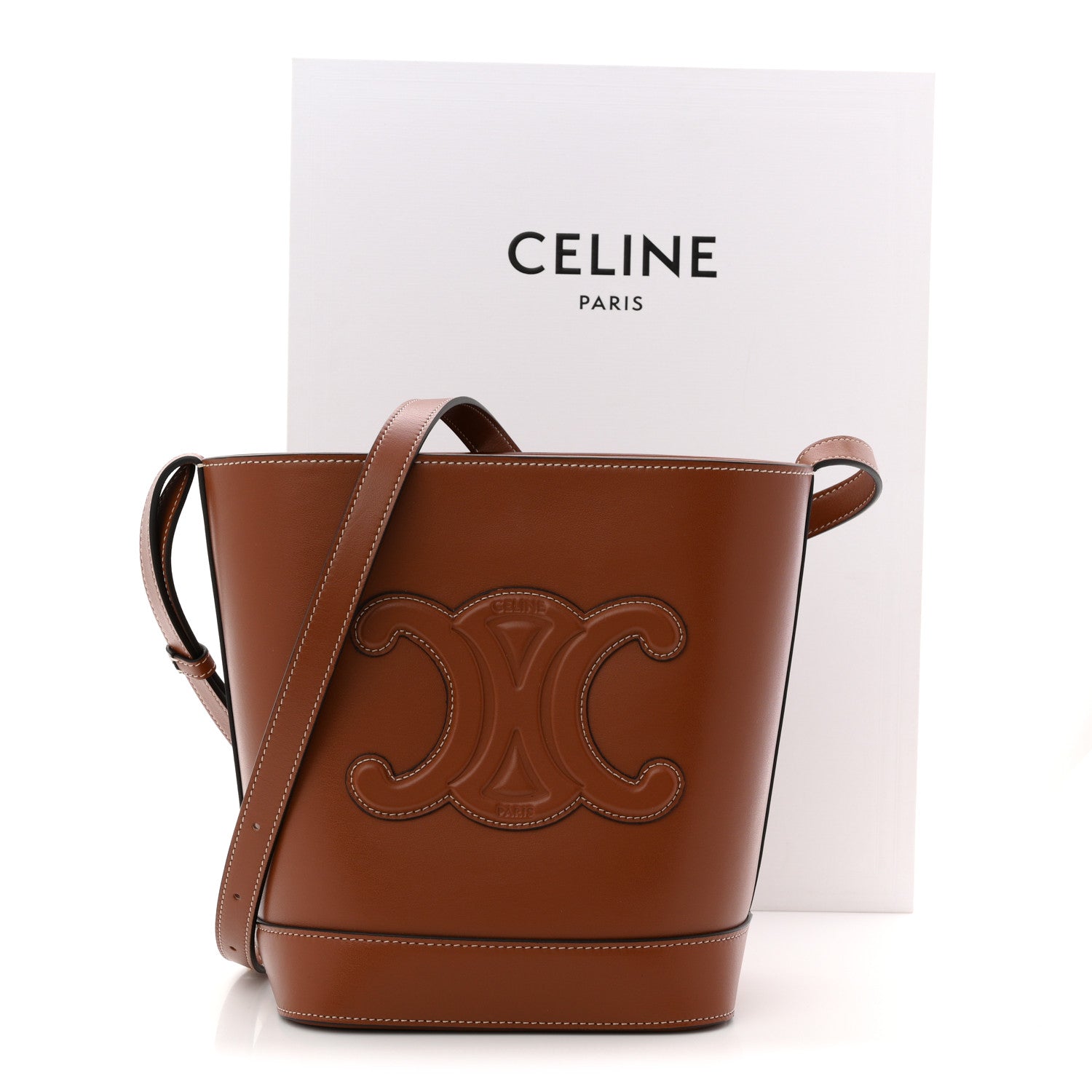 Celine Smooth Calfskin Small Cuir Triomphe Bucket Bag Tan 11 of 11