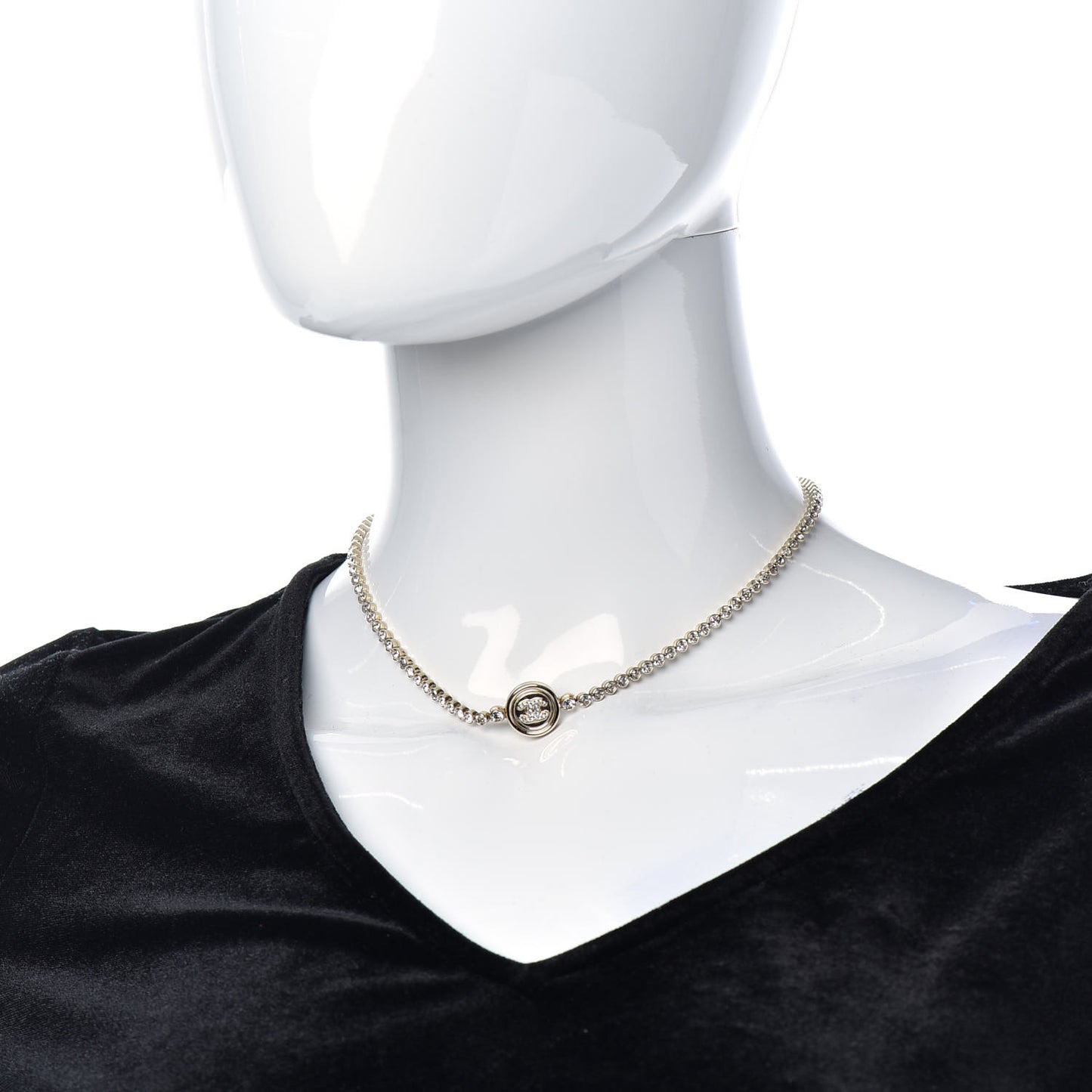 Crystal CC Chain Short Necklace Gold