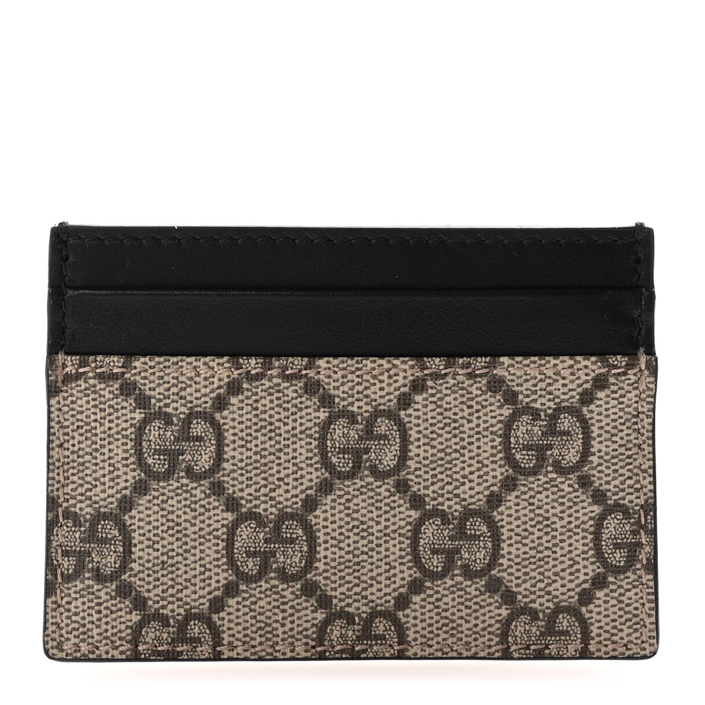 GG Supreme Monogram Calfskin Card Holder Beige Black