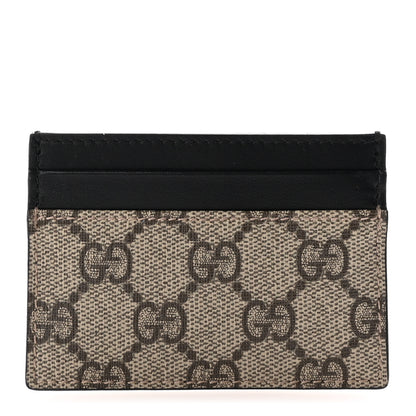 Gucci GG Supreme Monogram Calfskin Card Holder Beige Black 1 of 6