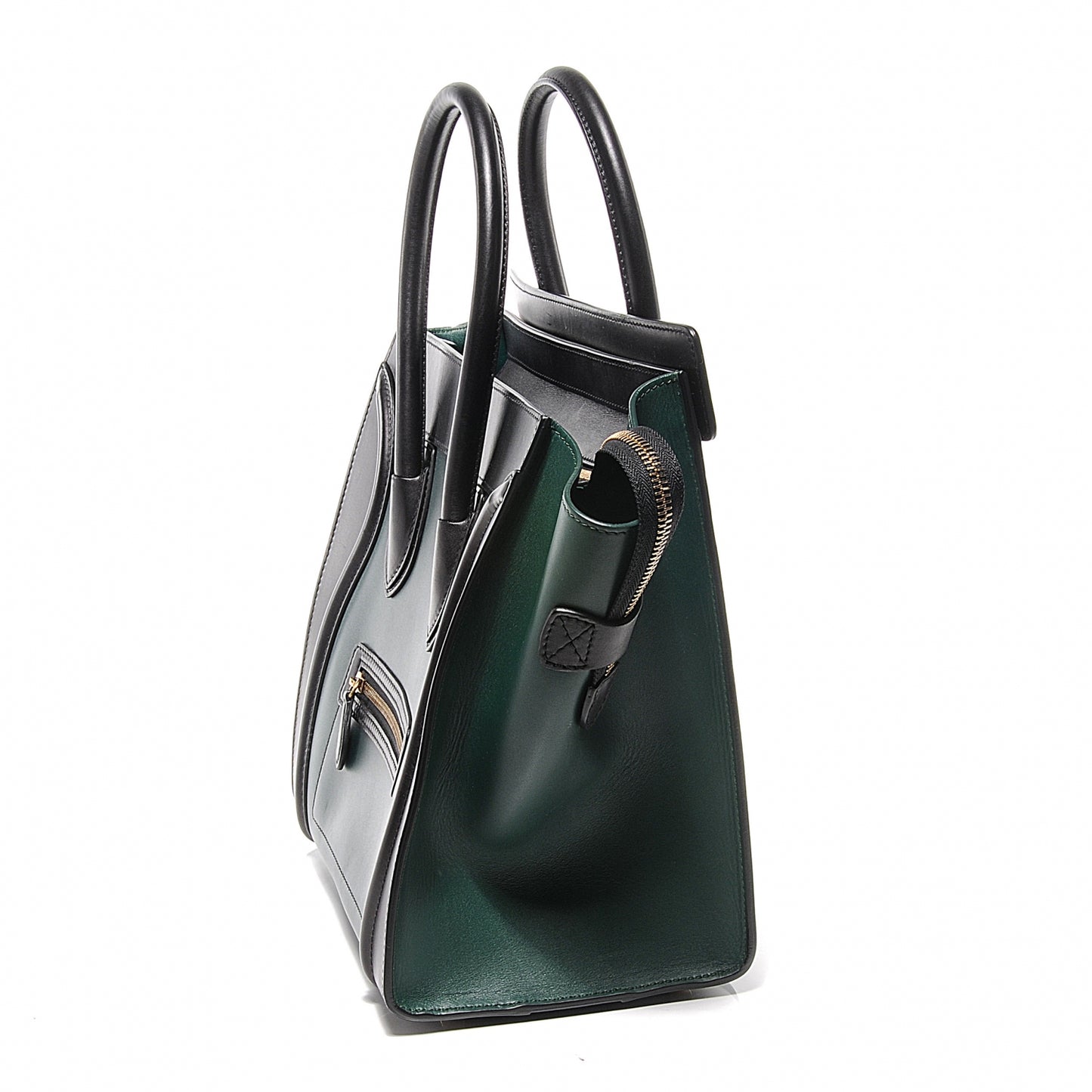 Smooth Calfskin Mini Luggage Bag Bottle Green Black