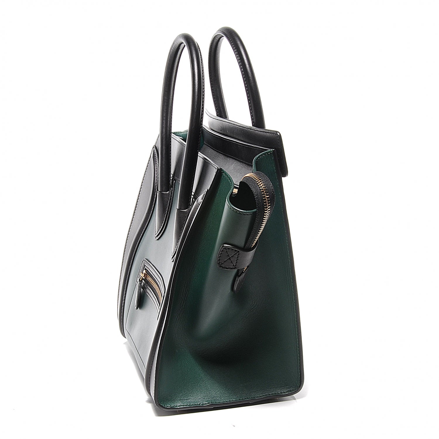 Celine Smooth Calfskin Mini Luggage Bag Bottle Green Black 3 of 9