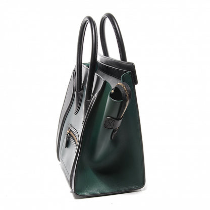 Celine Smooth Calfskin Mini Luggage Bag Bottle Green Black 3 of 9