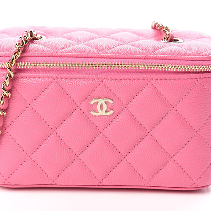 Chanel Caviar Quilted Small Vanity Case With Chain Pink 10 of 10