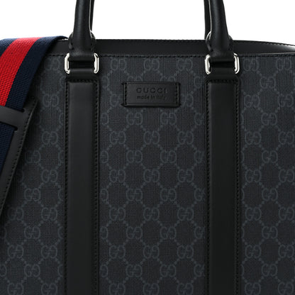 Gucci GG Supreme Monogram Appia Calfskin Web Briefcase Black 8 of 10