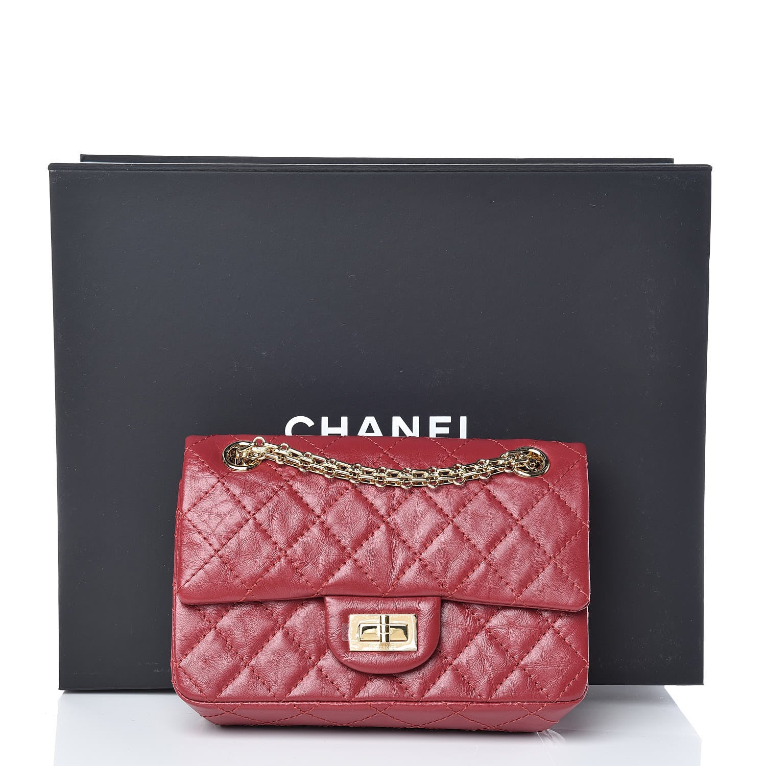 Chanel Aged Calfskin Quilted 2.55 Reissue 224 Flap Red 11 of 11
