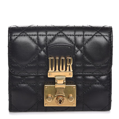 Christian Dior Lambskin Cannage Dioraddict Flap Wallet Black 1 of 8