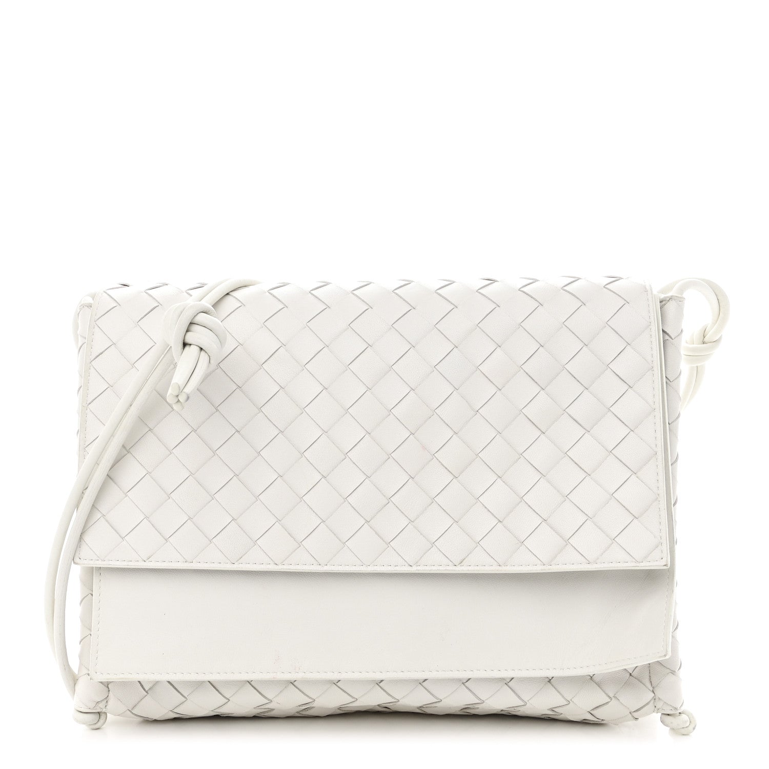 Bottega Veneta Nappa Intrecciato Medium Knot Flap Crossbody White 1 of 15