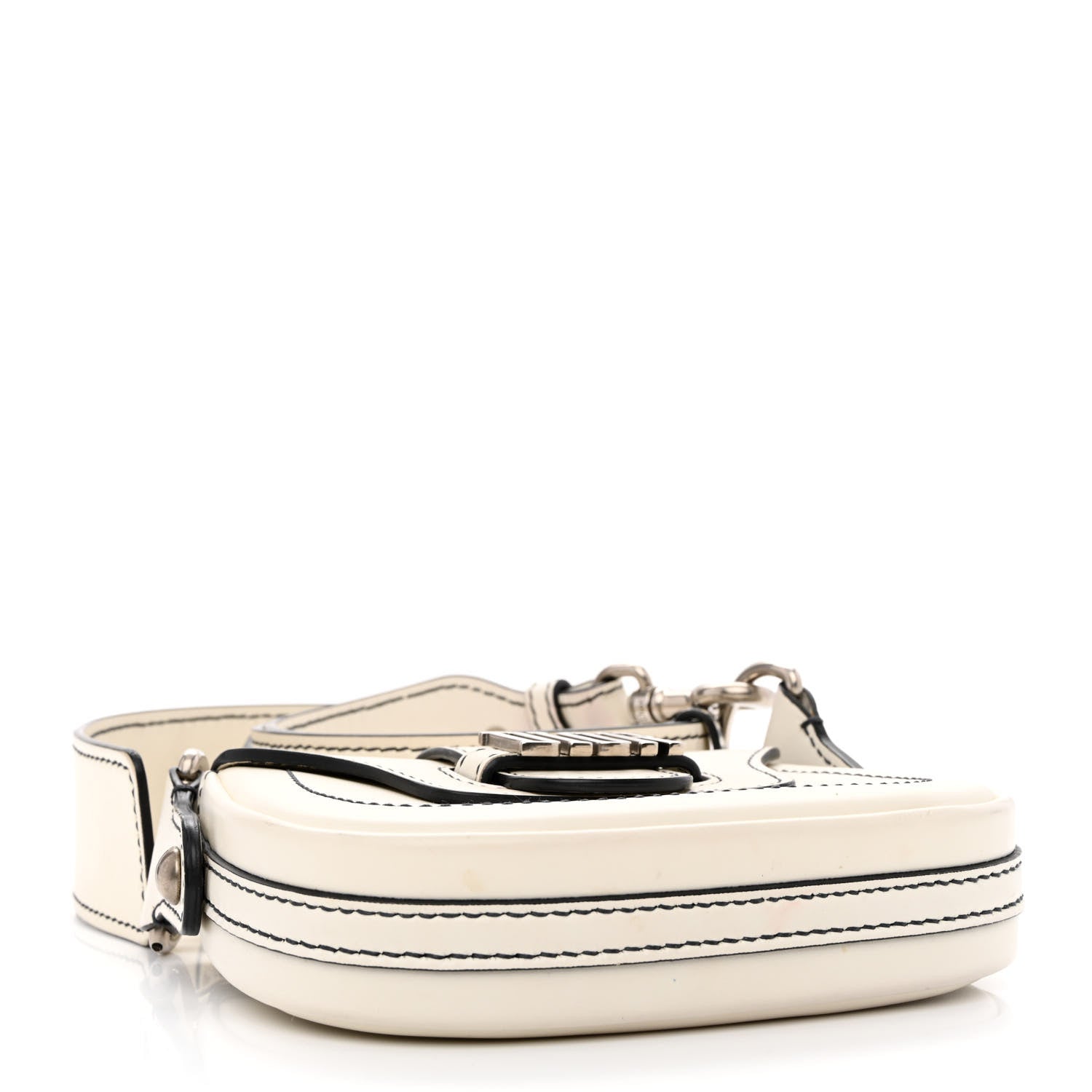 Christian Dior Calfskin Mini D Fence Saddle Bag White 4 of 12
