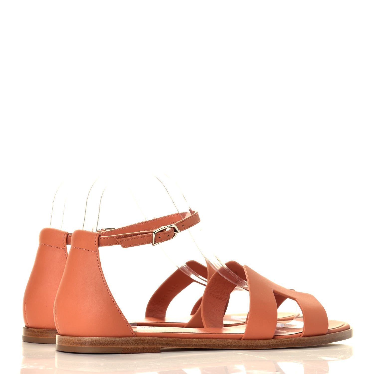 Hermes Calfskin Santorini Sandals 37.5 Rose Bubinga 4 of 9