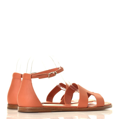 Hermes Calfskin Santorini Sandals 37.5 Rose Bubinga 4 of 9
