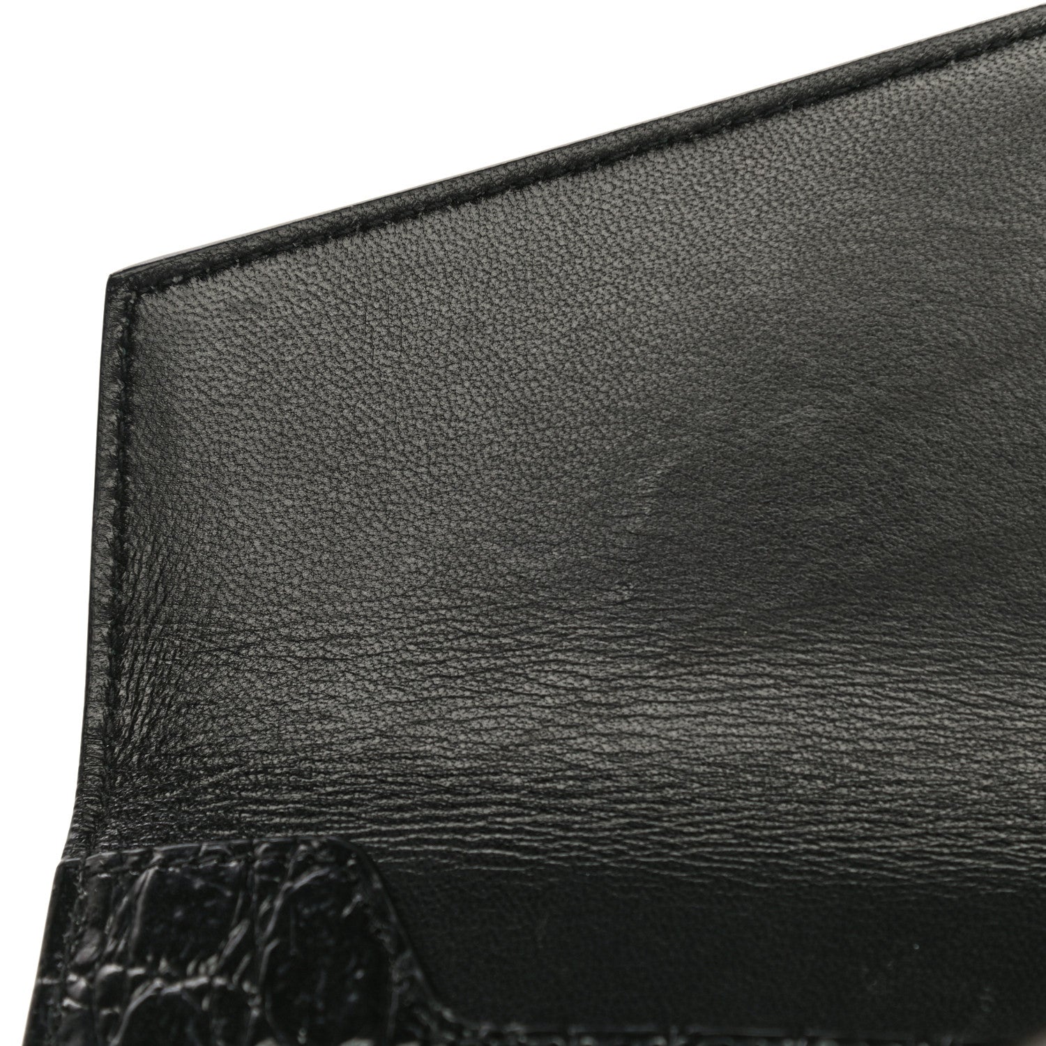Saint Laurent Calfskin Crocodile Embossed Uptown Monogram Clutch Black 13 of 16