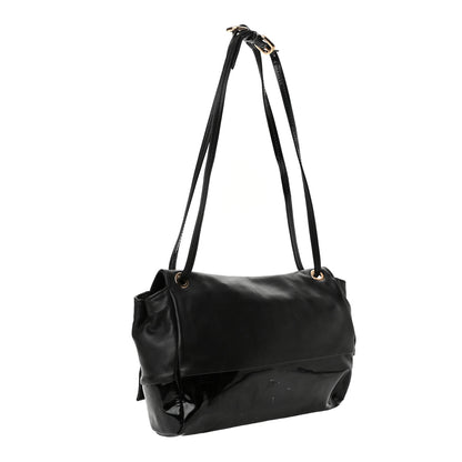 Salvatore Ferragamo Calfskin Patent Flap Shoulder Bag Black 3 of 11