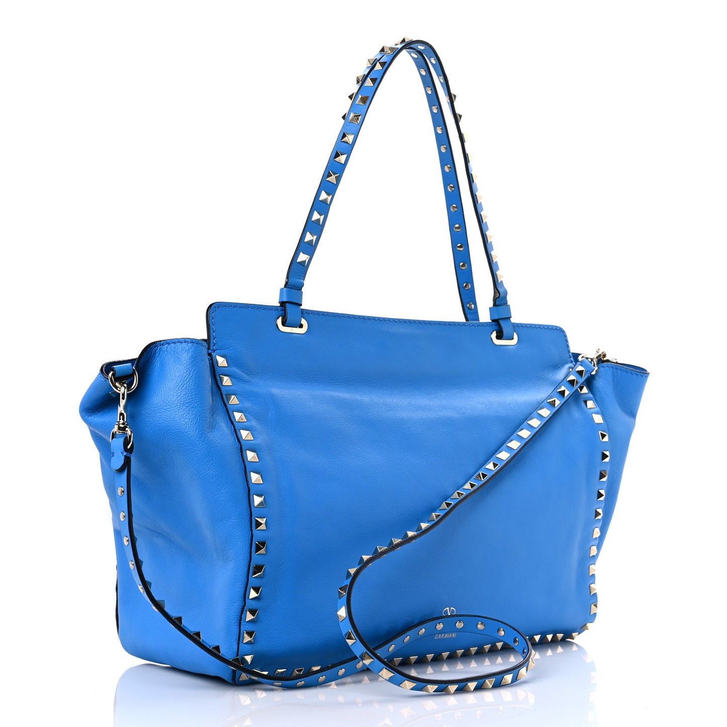 Vitello Medium Rockstud Tote Blue Fluo
