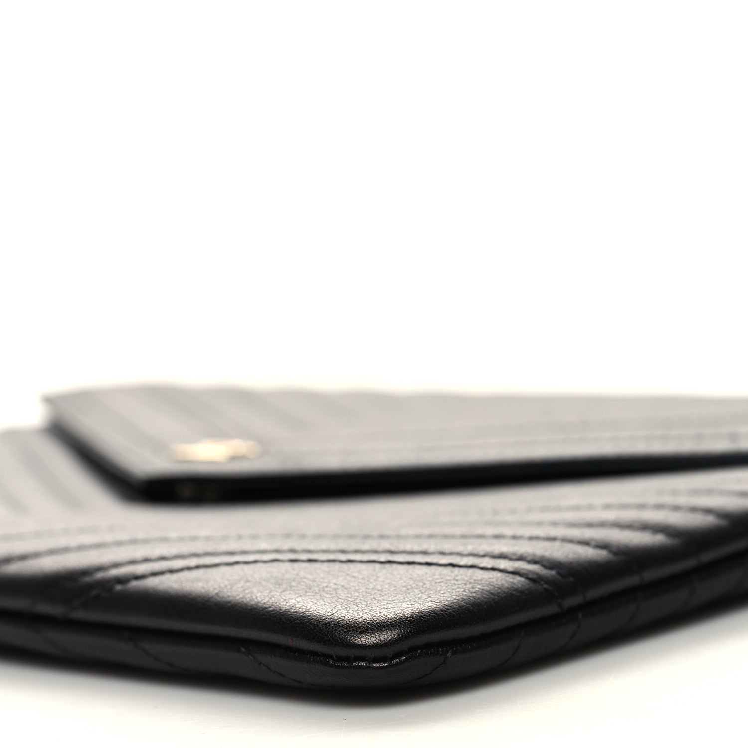 Chanel Calfskin Chevron Quilted Small Envelope Clutch Black 10 of 11