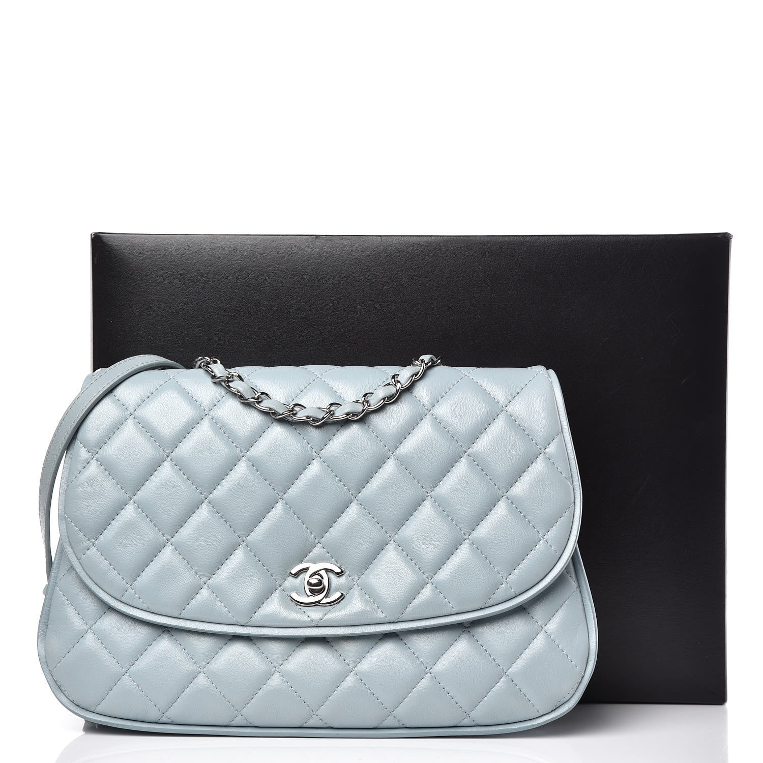 Chanel Lambskin Quilted 2 Pocket Messenger Flap Light Blue 11 of 12