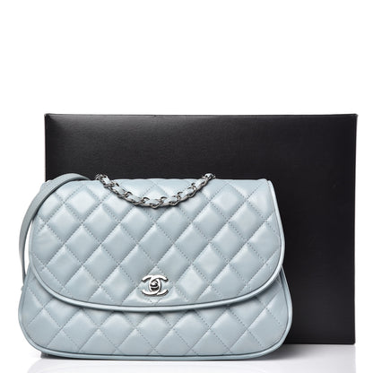 Chanel Lambskin Quilted 2 Pocket Messenger Flap Light Blue 11 of 12
