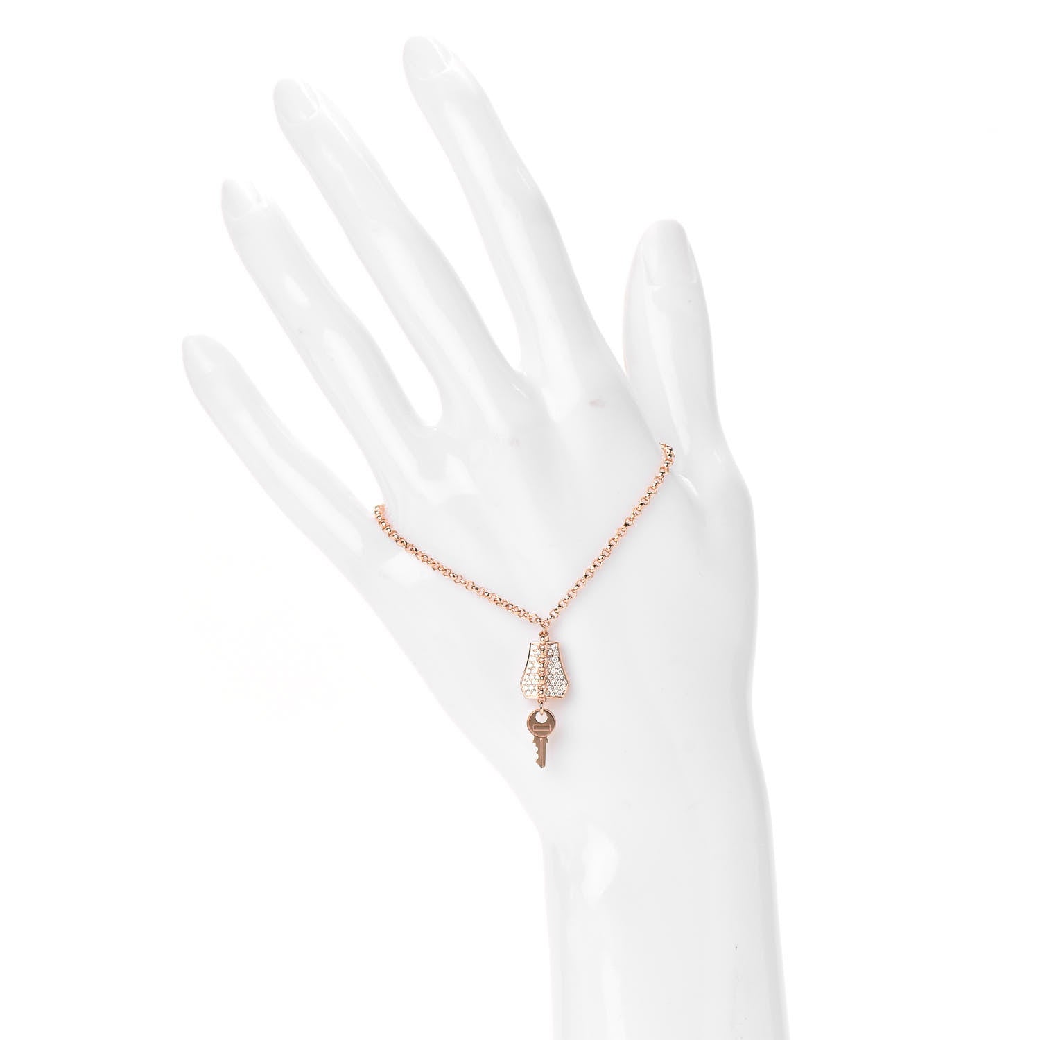 Hermes 18K Rose Gold Diamond PM Kelly Clochette Bracelet SH 2 of 5
