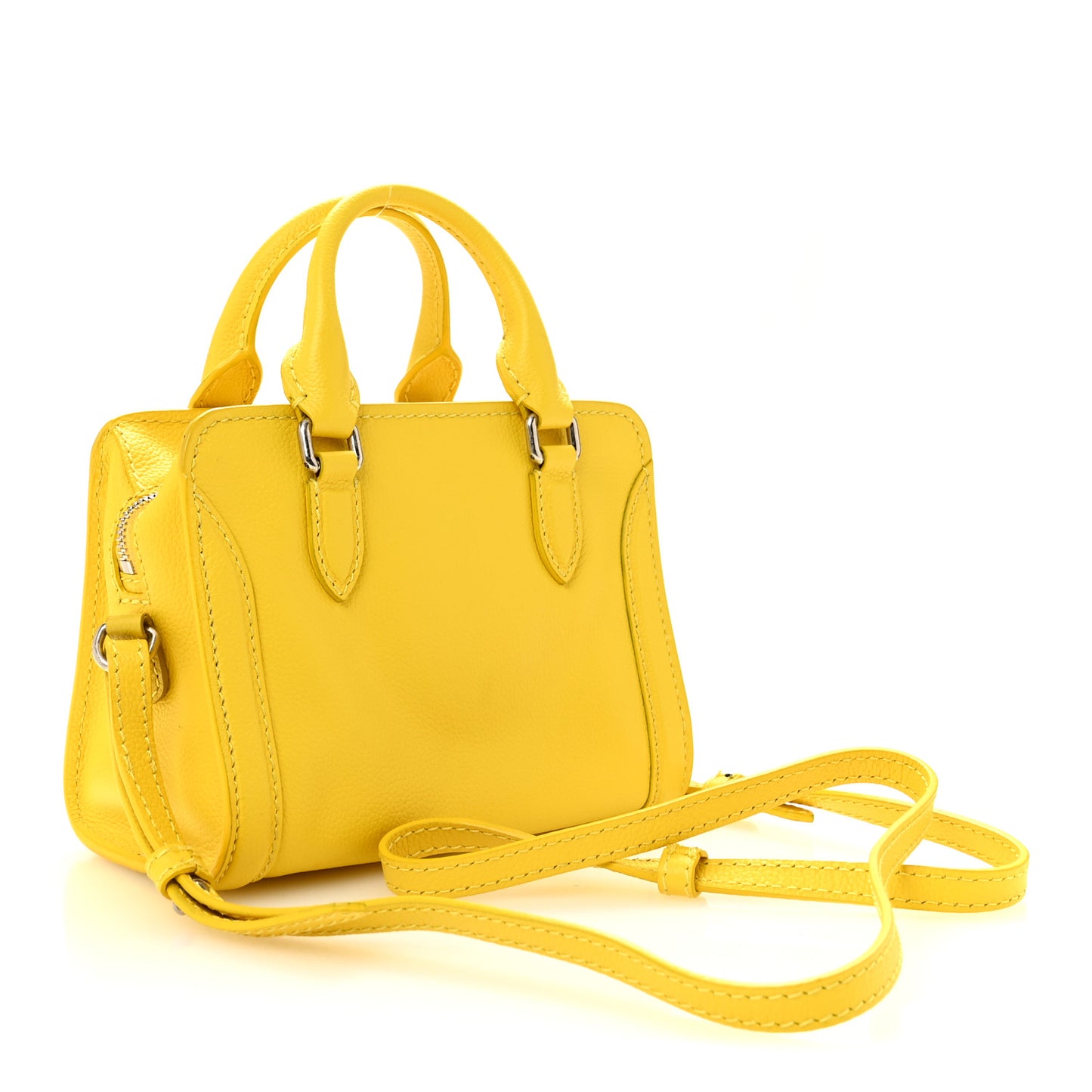 Pebbled Calfskin Mini Skull Padlock Zip Around Tote Imperial Yellow