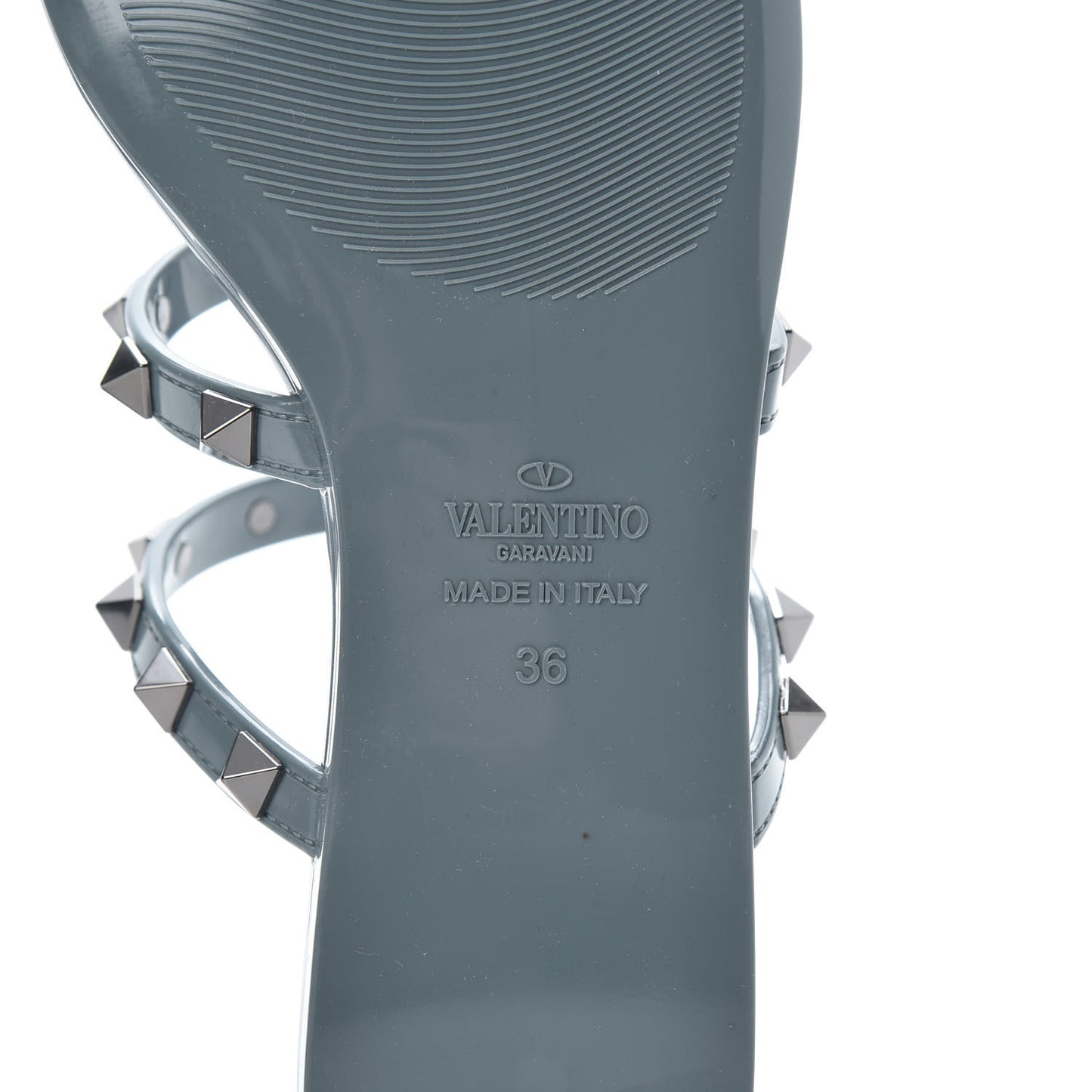PVC Jelly Rockstud Caged Flat Thong Sandals 36 Blue
