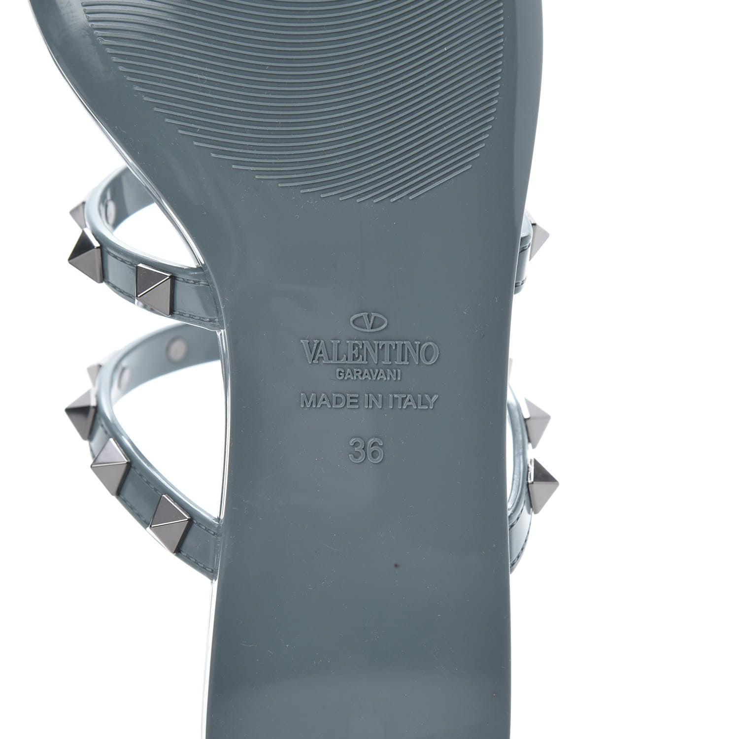 Valentino Garavani PVC Jelly Rockstud Caged Flat Thong Sandals 36 Blue 6 of 8