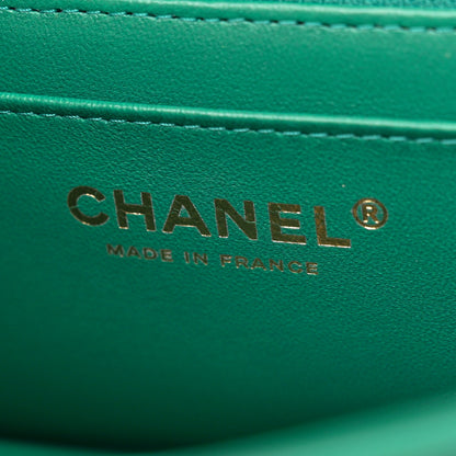 Chanel Lambskin Quilted Mini Top Handle Rectangular Flap Green 6 of 12