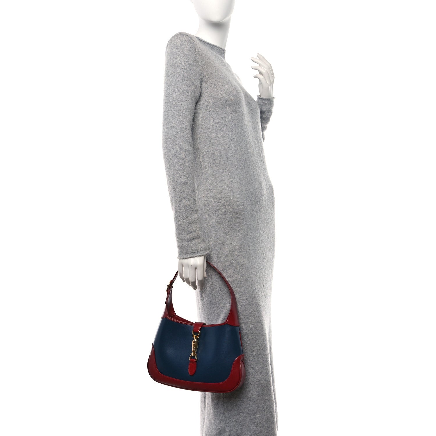 Gucci Boarded Dyana Lux Calfskin Bi-Color Small Jackie 1961 Hobo Blue Agata New Cherry Red 2 of 10